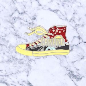 Silver Campining Shoe Enamel Pin